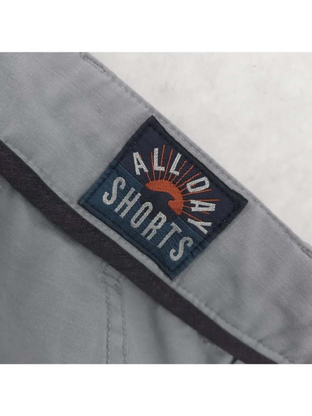 FAHERTY All Day Shorts Light Gray Black Drawstring Stretch Size 38